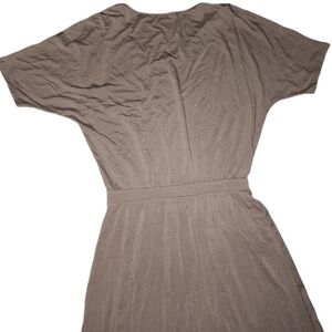 Garnet Hill Maxi Dress Brown Medium Tencel Minimalist Lagenlook Neutral Dolman